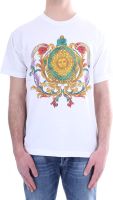 Jeans Couture Mens White Colorful Medusa Logo Tshirt S