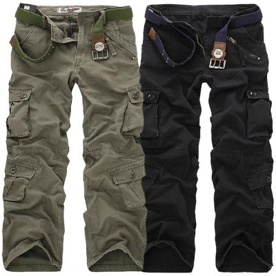 Men Cargo Pants High Quality Casual Loose Multi Pocket Camouflage Military Pants Mens street Joggers Plus Size 44 Long Trousers