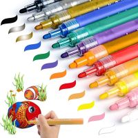 Acrylic Paint Marker Pens Set 12 Color Acrylic Paint Pen Medium Tip Acrylic Paint Markers for Canvas Rock Painting Glass Rocks