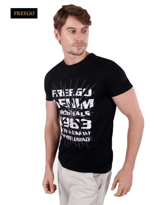 Freego Men Graphic print T-shirt in Black | Lazada PH
