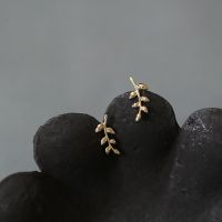 European Style Gold Plated Earrings For Women Simple Olive Branch Leaf Earrings Sweet Cute Student Jewelry