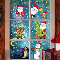 【cw】 MerryElk SnowmanClaus Stickers Glass Window Electrostatic StickerDecorations ForXmas Ornament