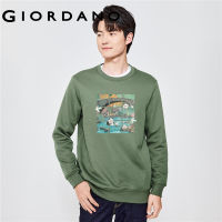 GIORDANO Men ARTAND Series Sweatshirts Fleece-Lined Pandas Print Sweatshirts Crewneck Fashion Casual Loose Sweatshirts 91093257