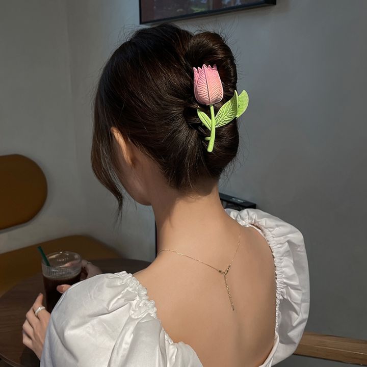 Tulip Barrettes Three-Dimensional Flower Hair Accessories Metal Hairpin  Fashion Accessories Korean Hair Band Girl Headdress Updo Hair Clip Hair  Accessories 