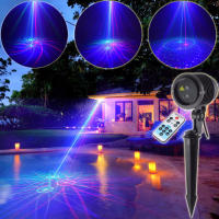 ESHINY Black RGB Laser 8 Big Patterns Garden Shop Landscape Light Waterproof Outdoor Used Projector Coffee Holiday House Party Xmas DJ Wall Tree Stage Lights Show T73