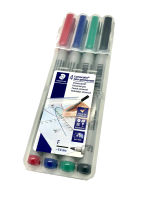 STAEDTLER ปากกาเขียนแผ่นใส ลบได้ F 0.6 มม. 316-WP4 (4 ด้าม 4 สี/ชุด)