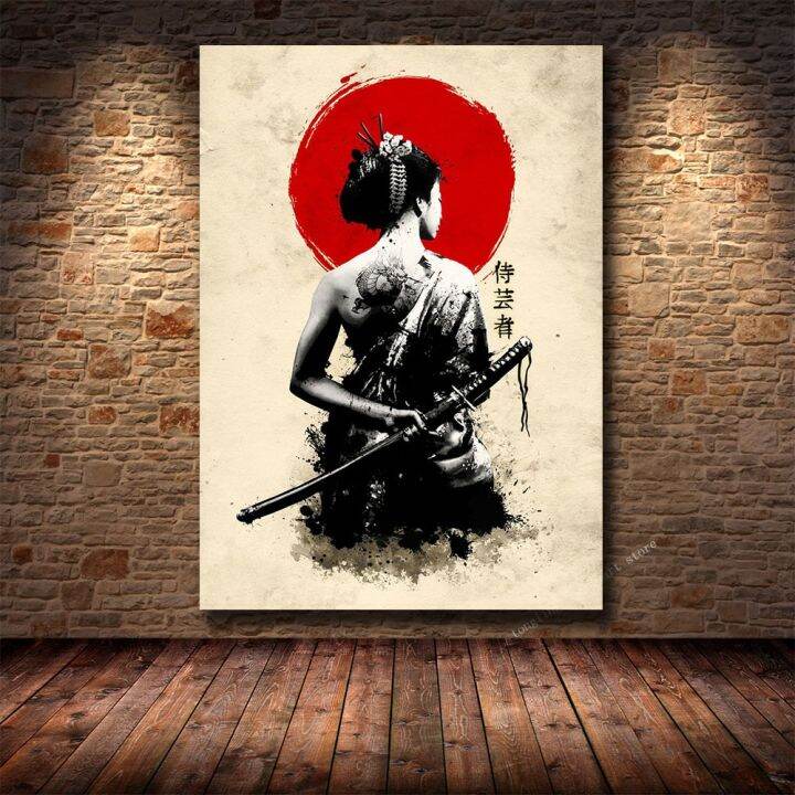 Japanese Samurai Canvas Painting Modern Wall Art Character Posters and ...