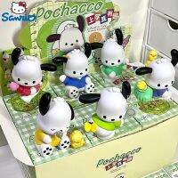 Sanrio Pochacco ของแท้โรงเรียนกล่องทึบของเล่นสนุกหุ่นแอคชั่นของเล่นแฟชั่นน่ารักสุดๆของขวัญเซอร์ไพรซ์ตุ๊กตาโมเดลออฟฟิศ