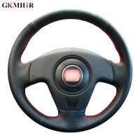 DIY Artificial Leather Steering Wheel Cover Hand-Stitched Black Car Steering Wheel Cover for Seat Ibiza 2004 2006