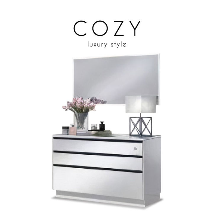 COZY (โคซี่) โต๊ะเครื่องแป้ง โครงไม้ ปิดผิวลากลอส