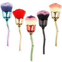 1Pc Nail Art Brush Soft Clean Dust Powder Pink Rose Flower Shape Blush Foundation Powder Make Up Brushes Women Cosmetics Tools