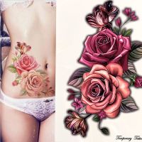 Beauty 1 Pcs Make Up Fake Temporary Tattoos Stickers Rose Flowers Arm Shoulder Tattoo Waterproof Women Big Flash Tattoo on Body Stickers