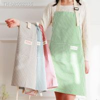 ✔ Cotton Linen Adjustable Adult Apron Striped Restaurant Chef Apron Outdoor Camping BBQ Picnic Kitchen Cook Apron with Pockets