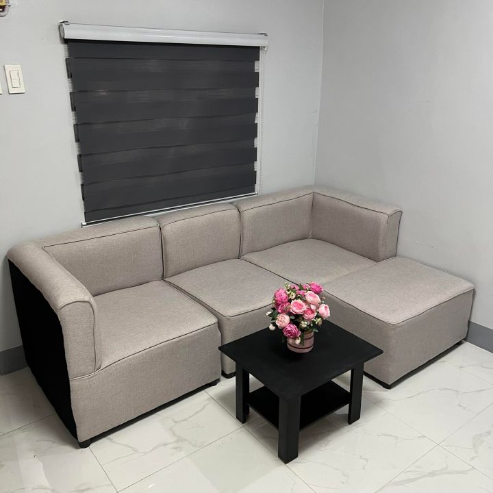 Sala Set L Shaped Light Grey Fabric Sofa With Center Table Uratex Foam /  Cash On Delivery Only !!!! | Lazada Ph