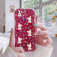 เคส Chenyyka สำหรับ OPPO F9 F9 Pro U1 Realme A7x 2 Pro เคสแฟชั่นลายกระต่ายดอกไม้คลื่นเนื้อครีมกันกระแทกแบบใสนิ่มเคสมือถือสร้างสรรค์เคสโปร่งใสลายกล้องถ่ายรูปซิลิกาเจลป้องกัน