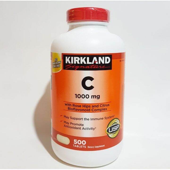 Kirkland Vitamin C 1000mg 500 Tablets (with Rose Hips Citrus