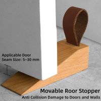 Wooden Door Stopper, Solid Wood Non- Door Wedges, Sturdy and Durable Door Stop Wedge, Security Door Stopper (2 Pcs)