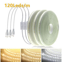 Seville 220V แถบไฟ LED 120LEDs 8วัตต์/เมตรพร้อมปลั๊ก EU และสวิทช์ไม่พราวยืดหยุ่นไฟ LED กันน้ำกลางแจ้งเทป LED