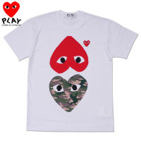 COMME Des Garcons เสื้อยืดสำหรับผู้หญิง,เสื้อยืดผู้ชายเสื้อยืดเสื้อคอตตอนแท้แขนสั้นเสื้อผ้าคู่รักสไตล์น่ารักใส่สบายๆนุ่มสบาย