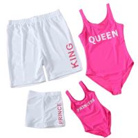 2 King Queen Swimsuit Family Matching Outfits One-Piece Mother Daughter Swimwear Beach Mommy And Me Clothes Father Son Swim Shorts