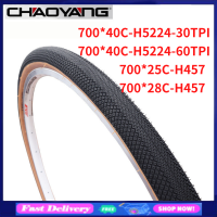 Chaoyang จักรยานยางถนนยานพาหนะยางด้านนอก700 * 40c ขอบสีเหลืองย้อนยุคยาง H5224-30TPI-60TPI จักรยานยางในชิ้นส่วน