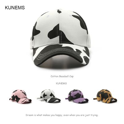 ﺴ KUNEMS Fashion Cow Spot Baseball Cap for Women Cotton Snapback Cap Outdoor Summer Sun Hats Casquette Casual Peaked Cap Unisex