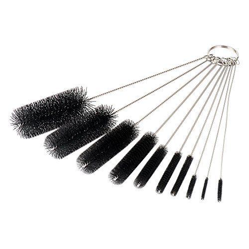 8.2 Inch Nylon Tube Brush Set Pipe Cleaning Brushes for Drinking Straws  Glasses Keyboards Jewelry Cleaning,Set of 10, Black 