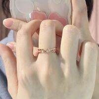 Light pink diamond ring female star rail ring Korean luxury niche design feeling ins pink ShanZuan interweave tail wind ring