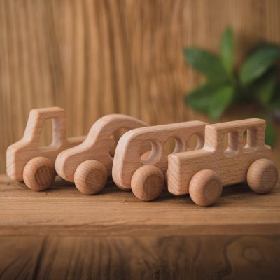 Baby Wooden Car Cartoon Educational Montessori Toys For Children Toys Beech Wooden Blocks Teething Baby Teethers