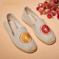 ผู้หญิงรองเท้า Espadrille 2020สีส้มปัก Espadrilles แพลตฟอร์มรองเท้าผู้หญิงป่านผ้าใบรองเท้าแบนสุภาพสตรีสบายๆชายหาดแฟลต