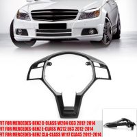 แผ่นครอบพวงมาลัยเงาสีดำ1ชิ้นสำหรับ Mercedes สำหรับ Benz W204 W212 C E 12-14ตกแต่งฝาครอบสำหรับ Mercedes For Benz E-CL