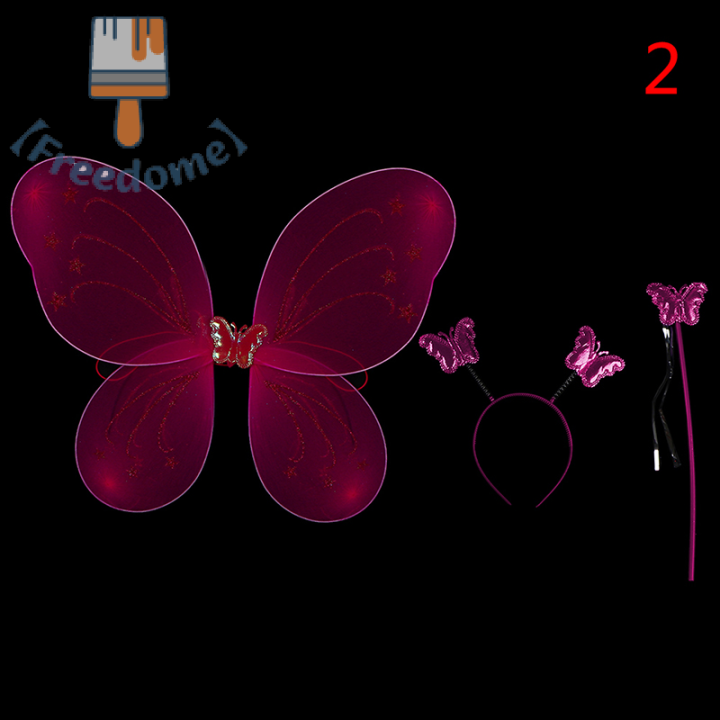 freedome-3pcs-เด็ก-fairy-princess-ชุดเครื่องแต่งกายสวมผีเสื้อปีกไม้กายสิทธิ์อุปกรณ์พรรค