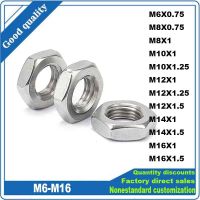 5/10 Buah Benang Halus M6 M8 M10 M12 M14 M16 Pitch 0.75/1/1.25/1.5 304 A2 Stainless Steel Flat Hex Hexagon Thin Nut Jam Nut DIN439