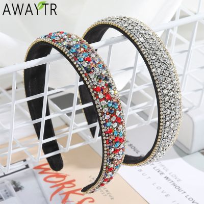 【YF】 AWAYTR Crystal Headbands Fashion Hair Hoop Bands Bezel Luxurious Rhinestones Sponge Hairbands Women Accessories Headdress