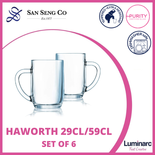San Seng Luminarc Haworth Mug (1PC/ Set of 6PCS) Tempered Glass, Hot