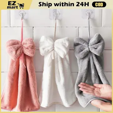 Cute Hand Towels Bathroom Towels with Hanging Loop Microfiber Coral Fleece  Absorbent for Kitchen Bathroom Bedroom