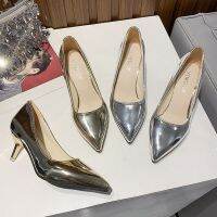 Spring Womens Pumps Shoes Microfiber High Heels Women Pointed Toe Luxury Lady Gold Silver Office Valentine Shoes Plus Size43