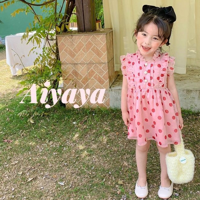 candy-style-aiyaya-117กระโปรงเด็กผู้หญิงชุดเดรสเด็กผู้หญิงเดรสเด็กผู้หญิง-เดรสแขนกุด-ลายจุด-เดรสเจ้าหญิง