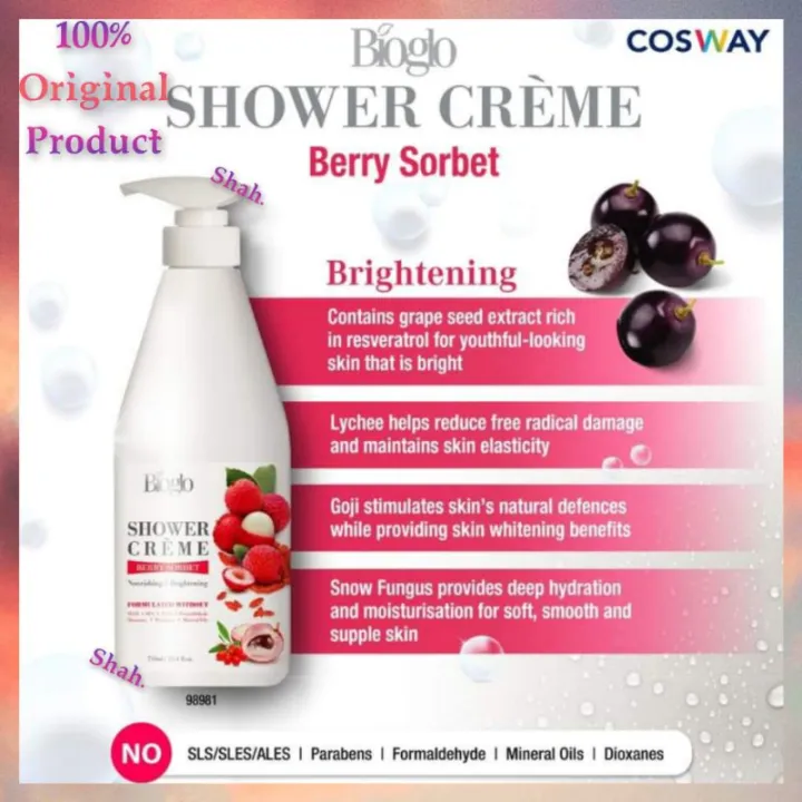 COSWAY Bioglo Shower Creme (Body Wash) 沐浴露 Berry Sorbet (750ml) Code
