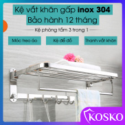Kệ vắt khăn phòng tắm gấp gọn KOSKO inox SUS 304 K-180VKGKệ nhà tắm đa năng