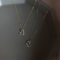 925 Sterling Silver Simple Line Heart Pendant 14K Gold Plating Clavicle Chain Necklace For Women Fashion Girlfriend Jewelry Gift