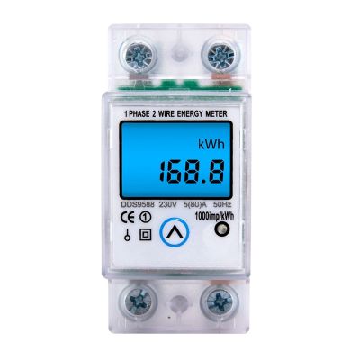 1 Pcs Energy Meter AC Power Energy Meter 5(80)A 230V 50Hz Din Rail KWH Voltage Current Meter Backlight with Reset Zero