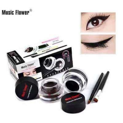 เจลเขียนคิ้ว เจลอายไลเนอร์ 2ตลับกันน้ำ24ชม Music Flower 24 Hours Longwear Gel Eyeliner ที่เขียนคิ้ว อายไลเนอร์