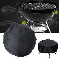 112cm Outdoor Black Round Waterproof BBQ Grill Dust Cover Dustproof Balcony Fire Pit Cover