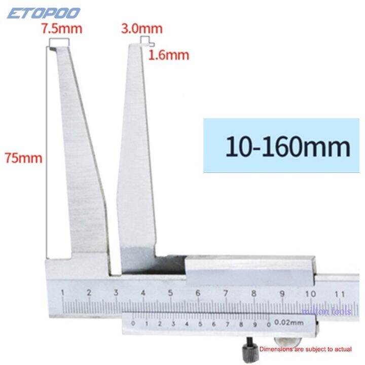 vernier-calipers-ภายใน-กรงเล็บสแตนเลสยาวสำหรับเครื่องมือการวัดเส้นผ่าศูนย์กลางด้านใน-เกจ10-160มม-คาลิปเปอร์ร่องภายใน30-300