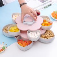 Double-Layer Rotating Dried Fruit Tray Snacks Candy Desktop Storage Box Home Living Room Supplies With Mobile Phone Holder