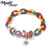 ♔ MAGIC CHARMS Christmas X series snowflake beads bracelet S925 pure silver accessories hard rubber buckle