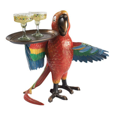 Creative Carving Retro Parrot Wine Tray Realistic Multi-purpose Resin Party Bird Drink Serving Rack Statue Home Craft Decoration