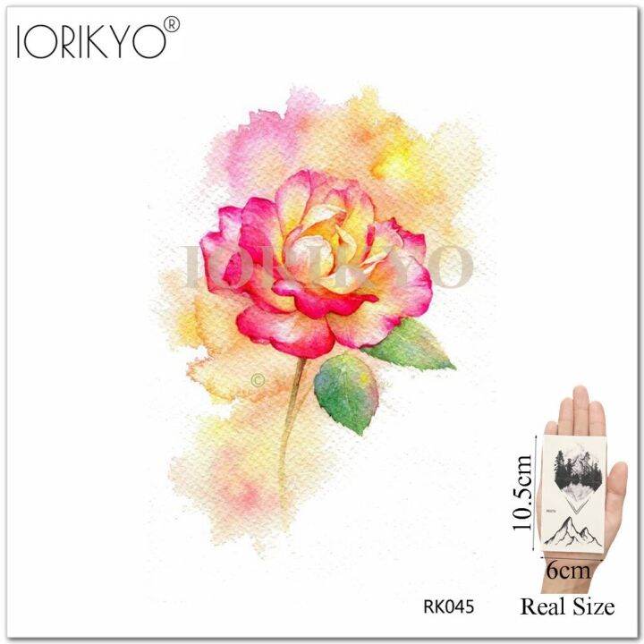 iorikyo-สติกเกอร์รอยสักชั่วคราวลายดอกเฮนน่าสีน้ำสุดเซ็กซี่สำหรับผู้หญิงลายดอกบัวกันน้ำสำหรับเด็กผู้หญิงหน้าอกเล็กรอยสักปลอม