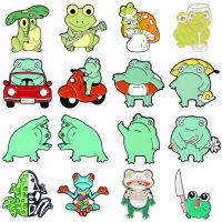 Cartoon Cute Animal Frog Enamel Pins Music Guitar Car Wine Glass Strawberry Flower Middle Finger Frog Fun Alloy Brooch Jewelryhot